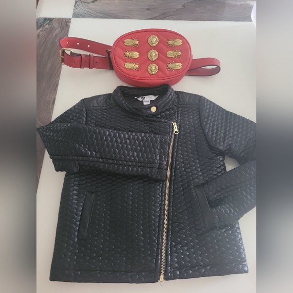 Girls Size 6 PL Quilted Moto Jacket with Pre-loved Letherett Fanny Pack! - Picture 6 of 8